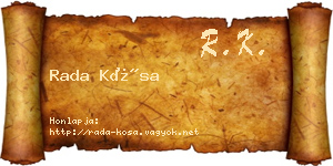 Rada Kósa névjegykártya